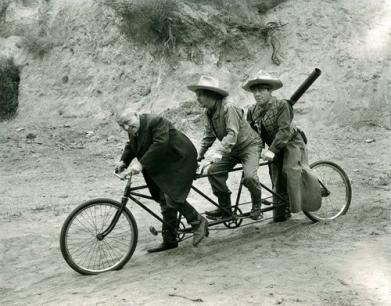 Larry Curly and Moe The Three Stooges on Tandem Bike